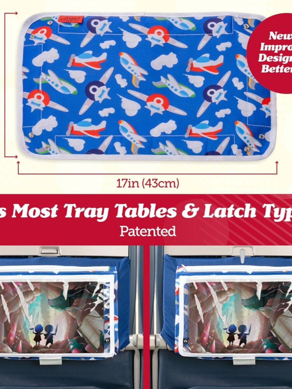 Airplane Tray Table Cover - Organize Kids Travel Essentials - Pockets for Airpla - Picture 2 of 8